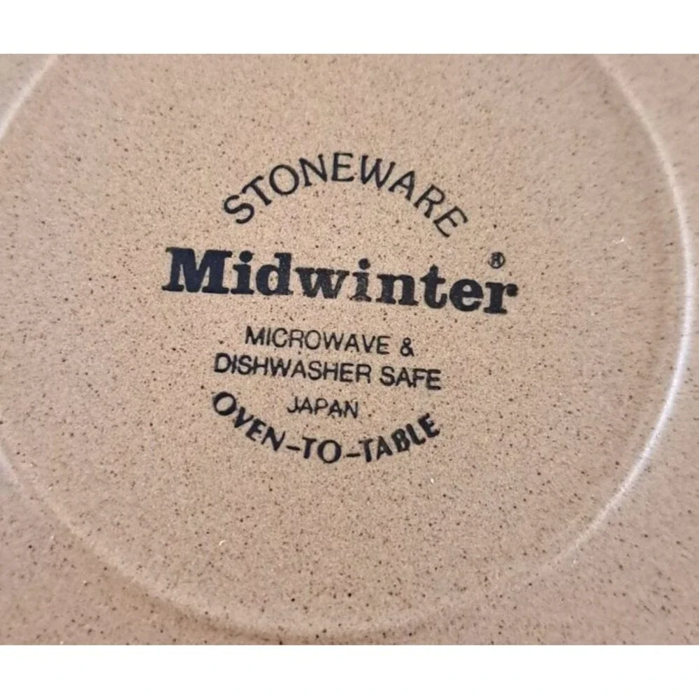 Midwinter Bluestone Salad Plates Set Of 5 Stoneware Blue Tan Minimalist 7.75